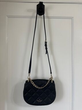 kate spade Black Quilted Crossbody with Gold Chain Accent